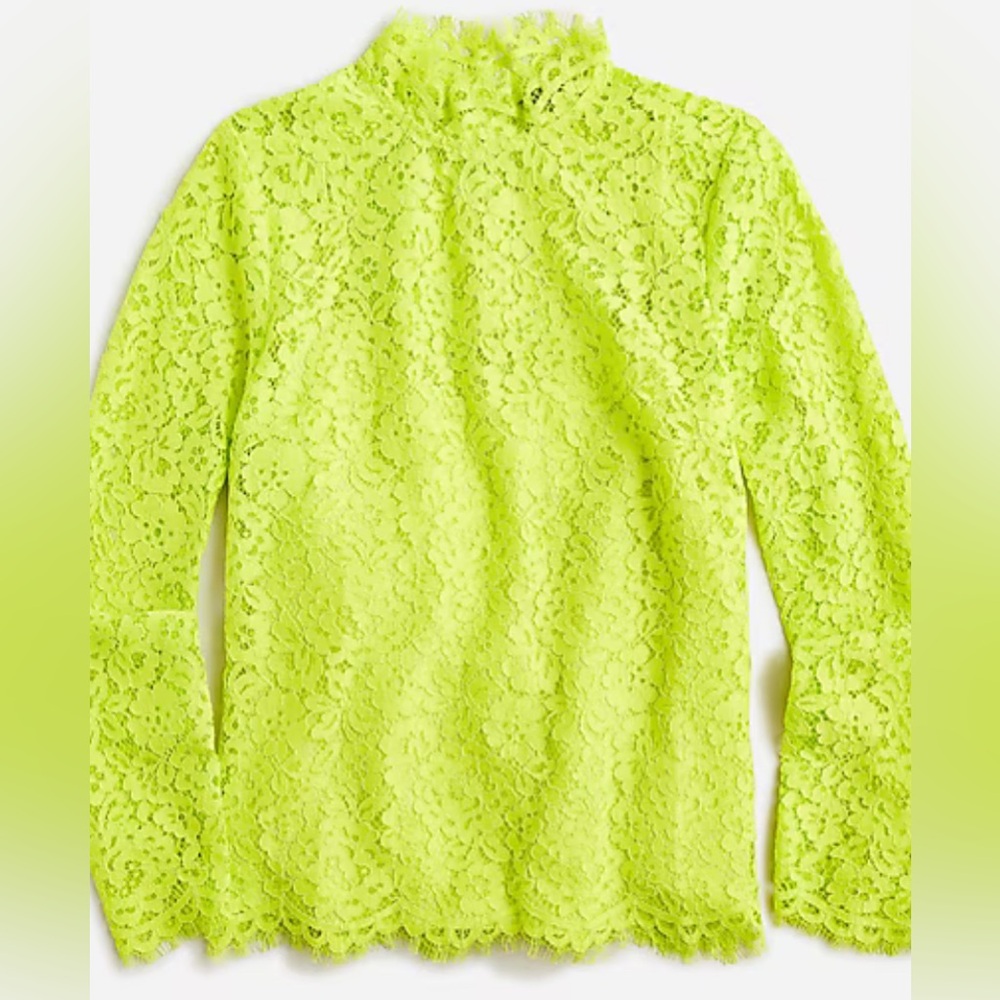 J.Crew Scalloped lace mockneck top jcrew j crew citrine